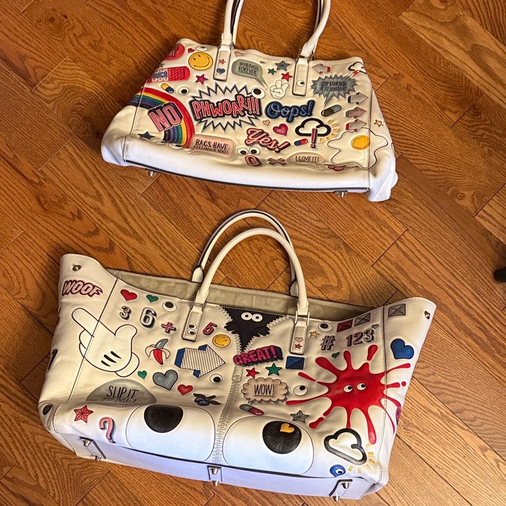 Anya Hindmarch all over sticker ebury ivory bag tote -CHICEST bag size large. - Picture 14 of 15